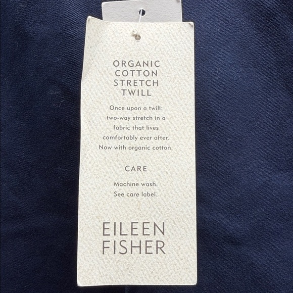 Eileen Fisher Navy Blue Organic Cotton Stretch Twill Evening Slim Ankle Pants - Picture 6 of 12